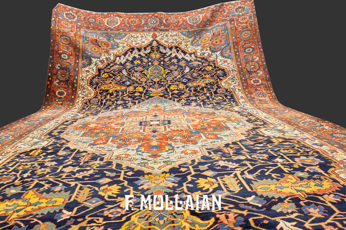 Hand knotted Over-size Antique Persian Hariz (Heris) Carpet n°:51013663